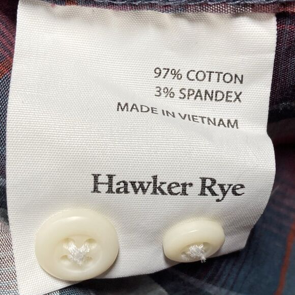 Hawker Rye Button Down Shirt Mens Large Slim Fit Oxford Long Sleeve Preppy Plaid - Picture 8 of 9